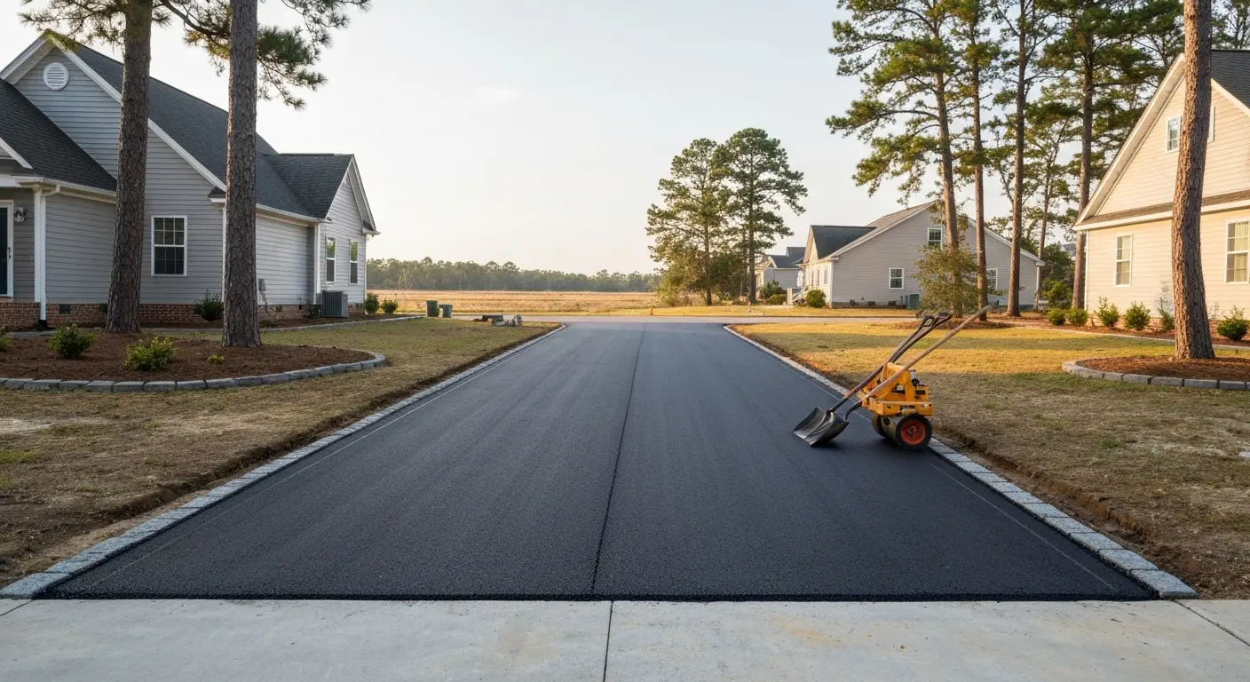 New asphalt driveway in Ocean Pines