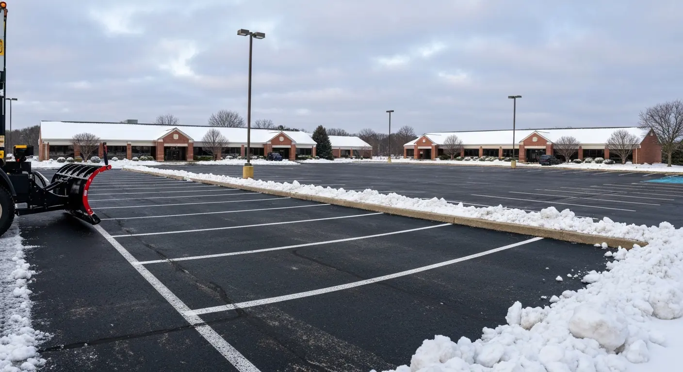 Commercial parking lot snow clearing service
