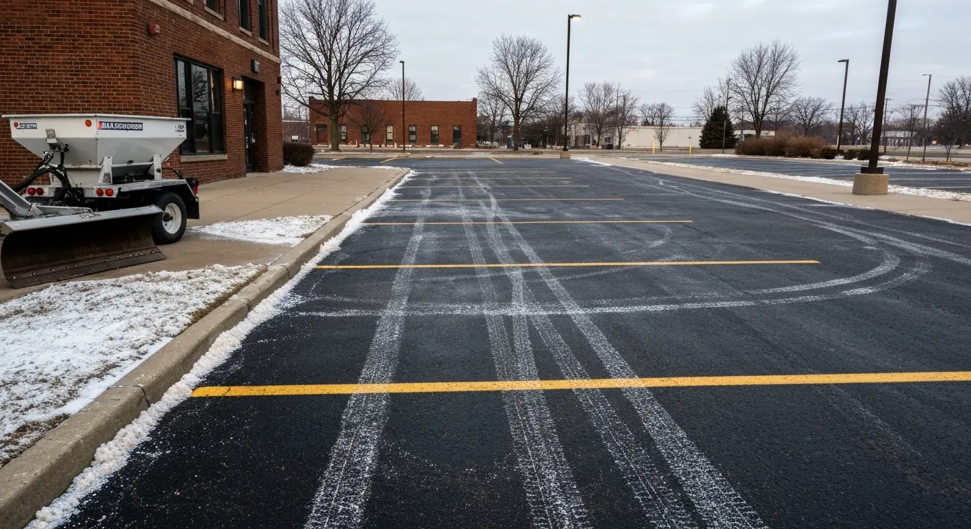 Ice management and salt treatment for parking lots