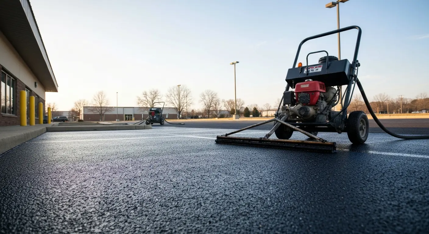 Seal coating work on parking lot