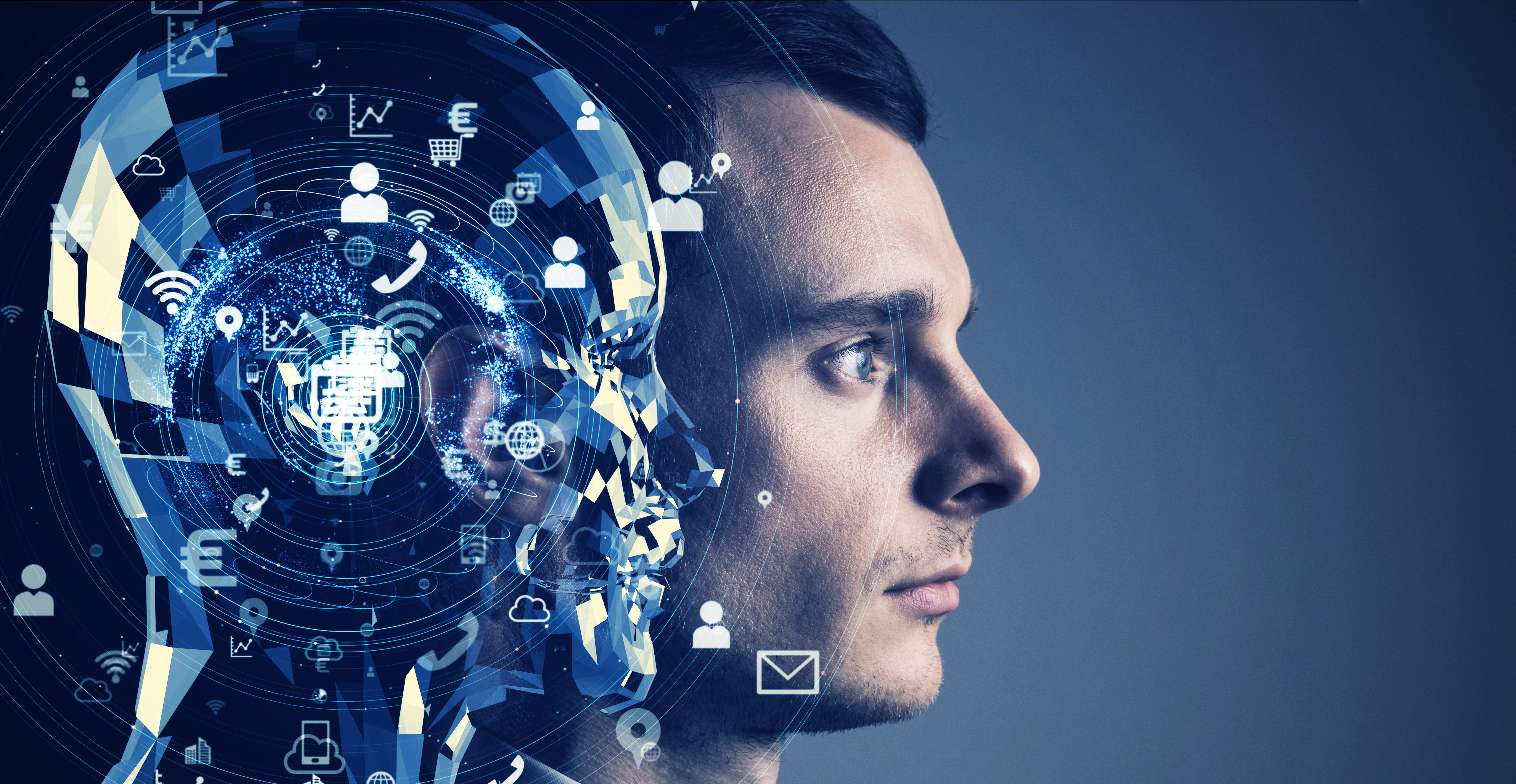 A man holding a glowing brain, representing the power of understanding human thinking
