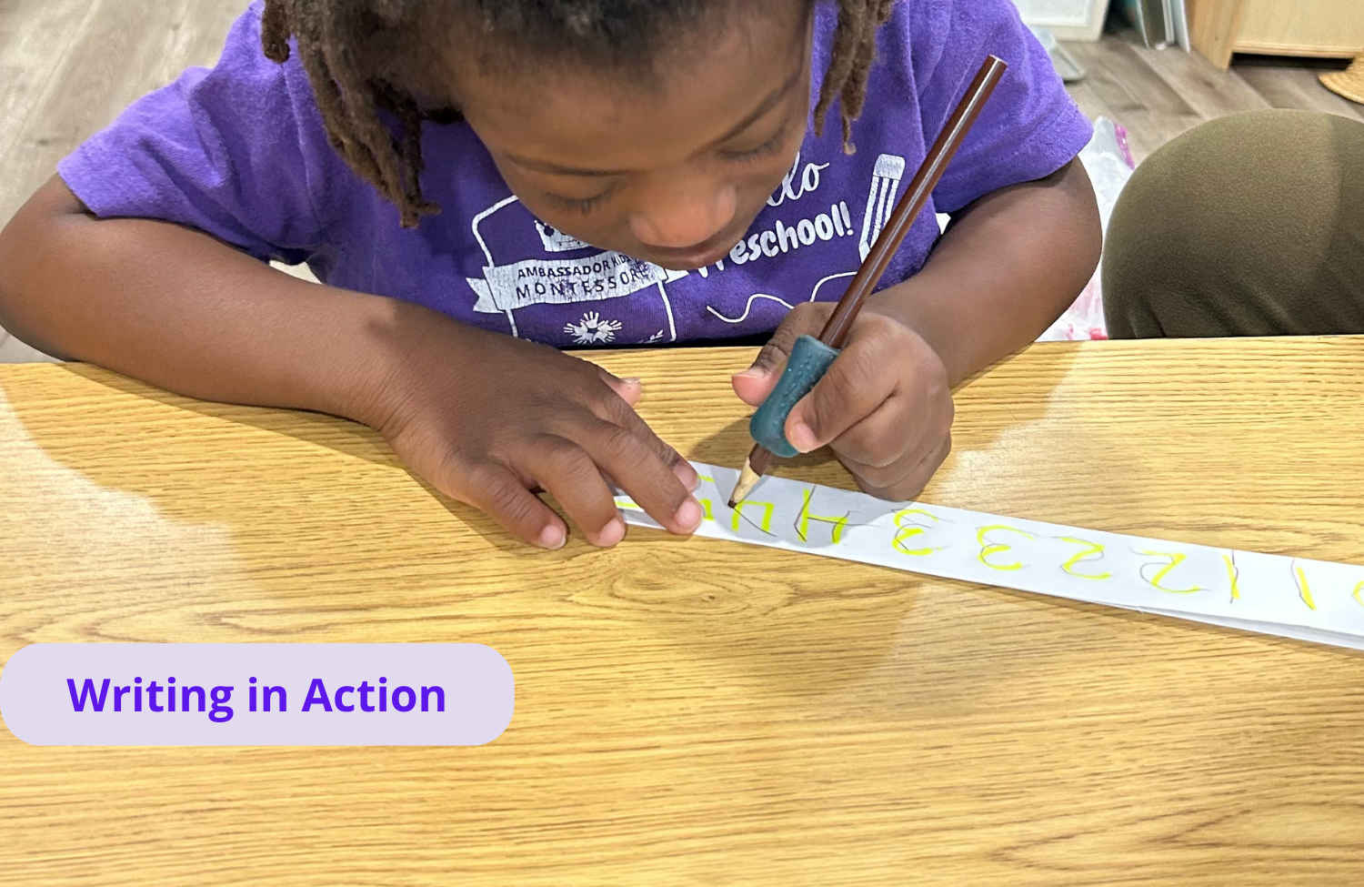 Child writing numbers