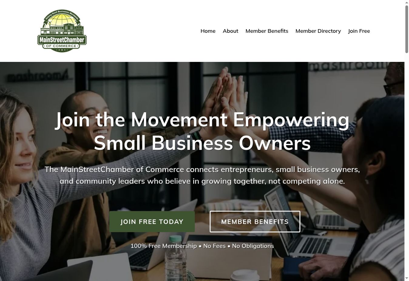 Screenshot of the MainStreetChamber website