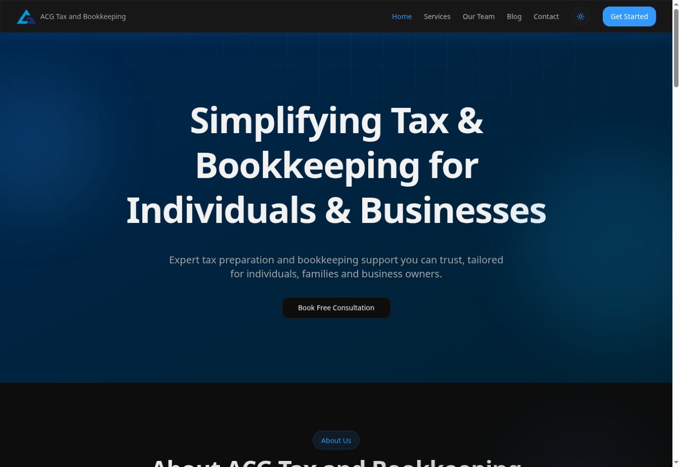 Screenshot of the ACG Tax & Bookkeeping website