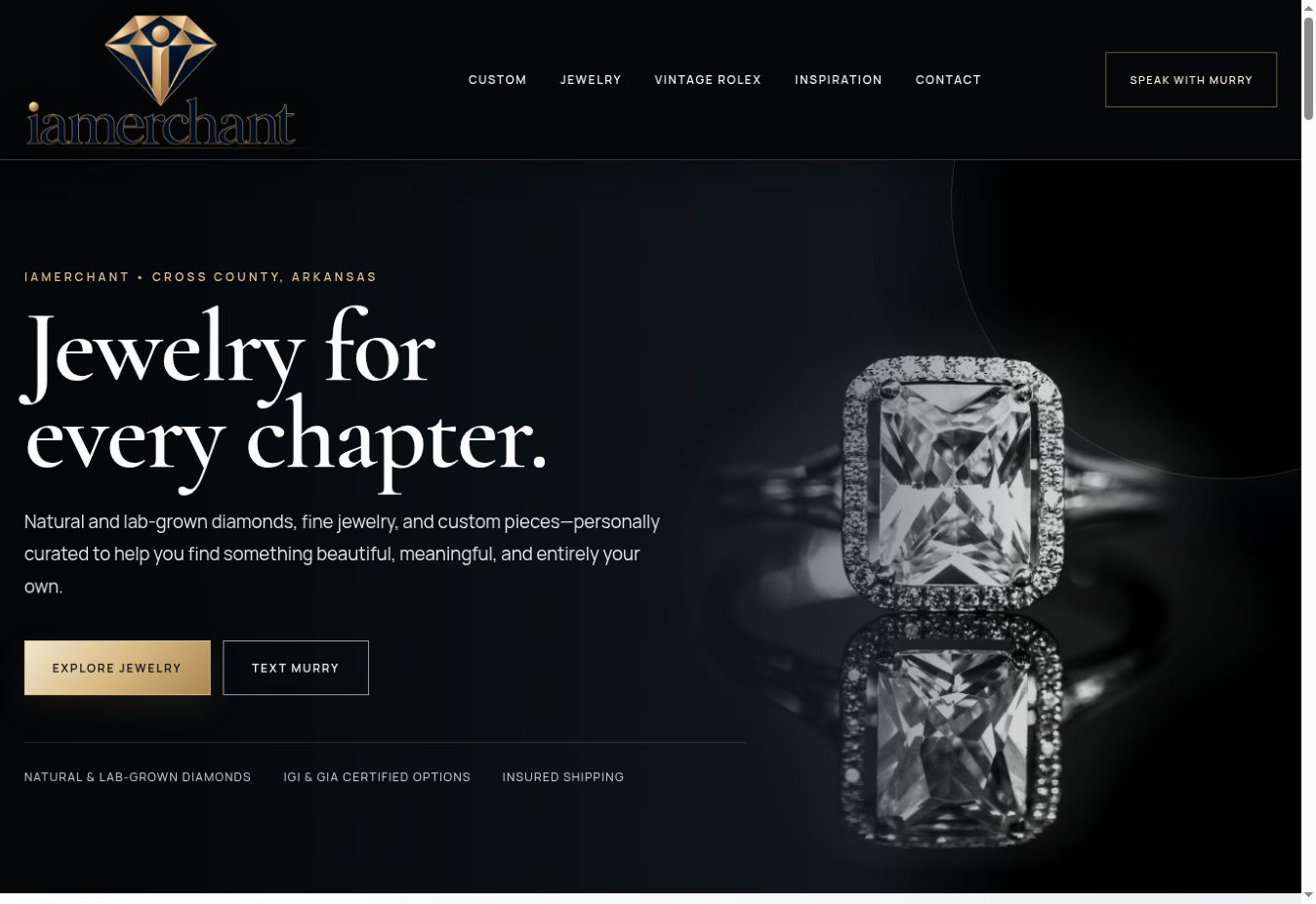 Screenshot of the iamerchant website