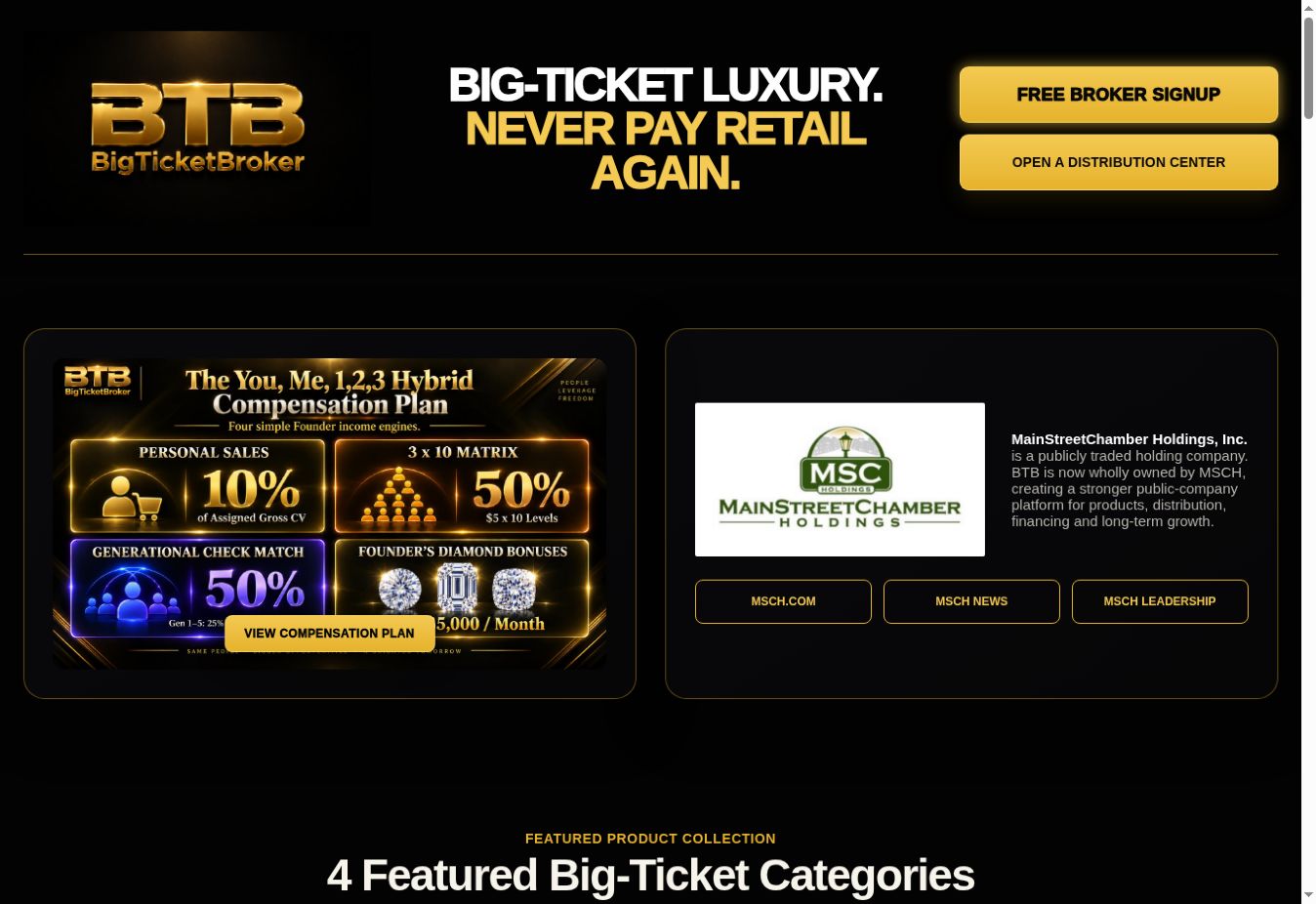 Screenshot of the BigTicketBroker website