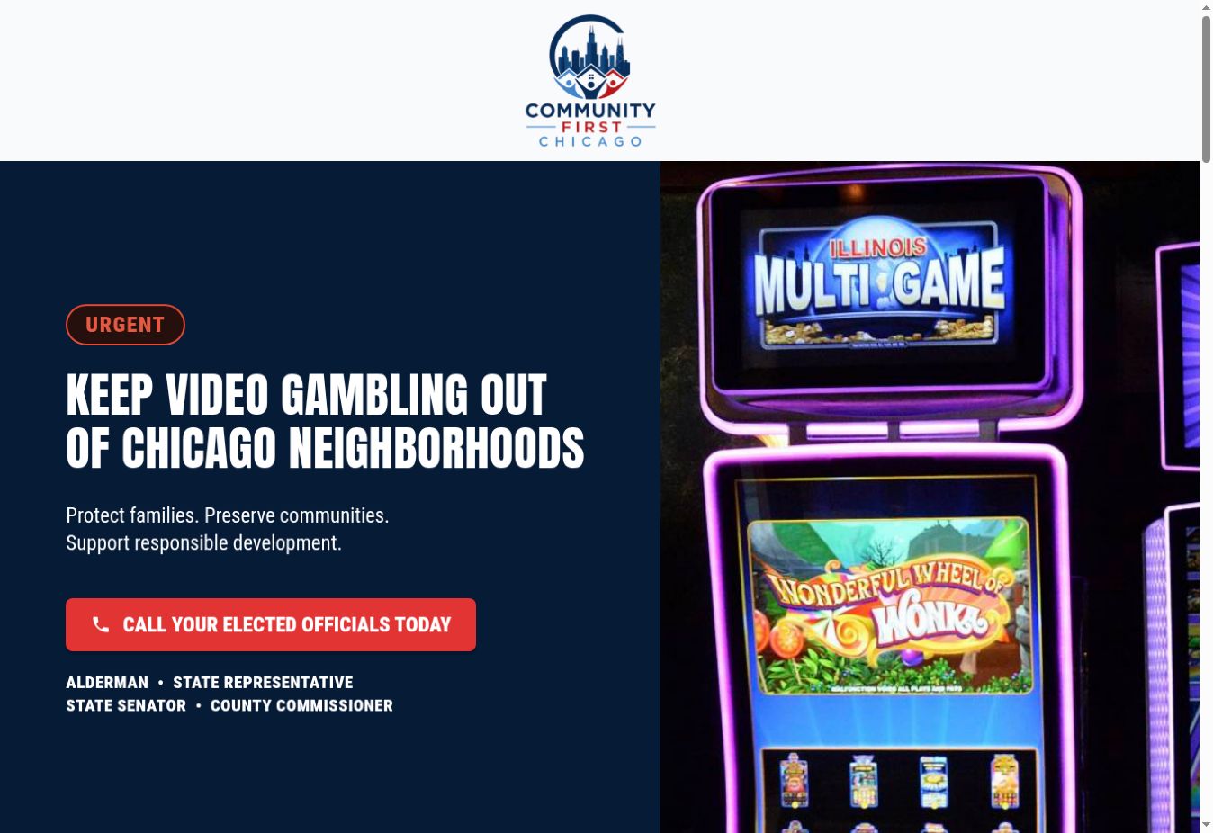 Screenshot of the Community First Chicago website