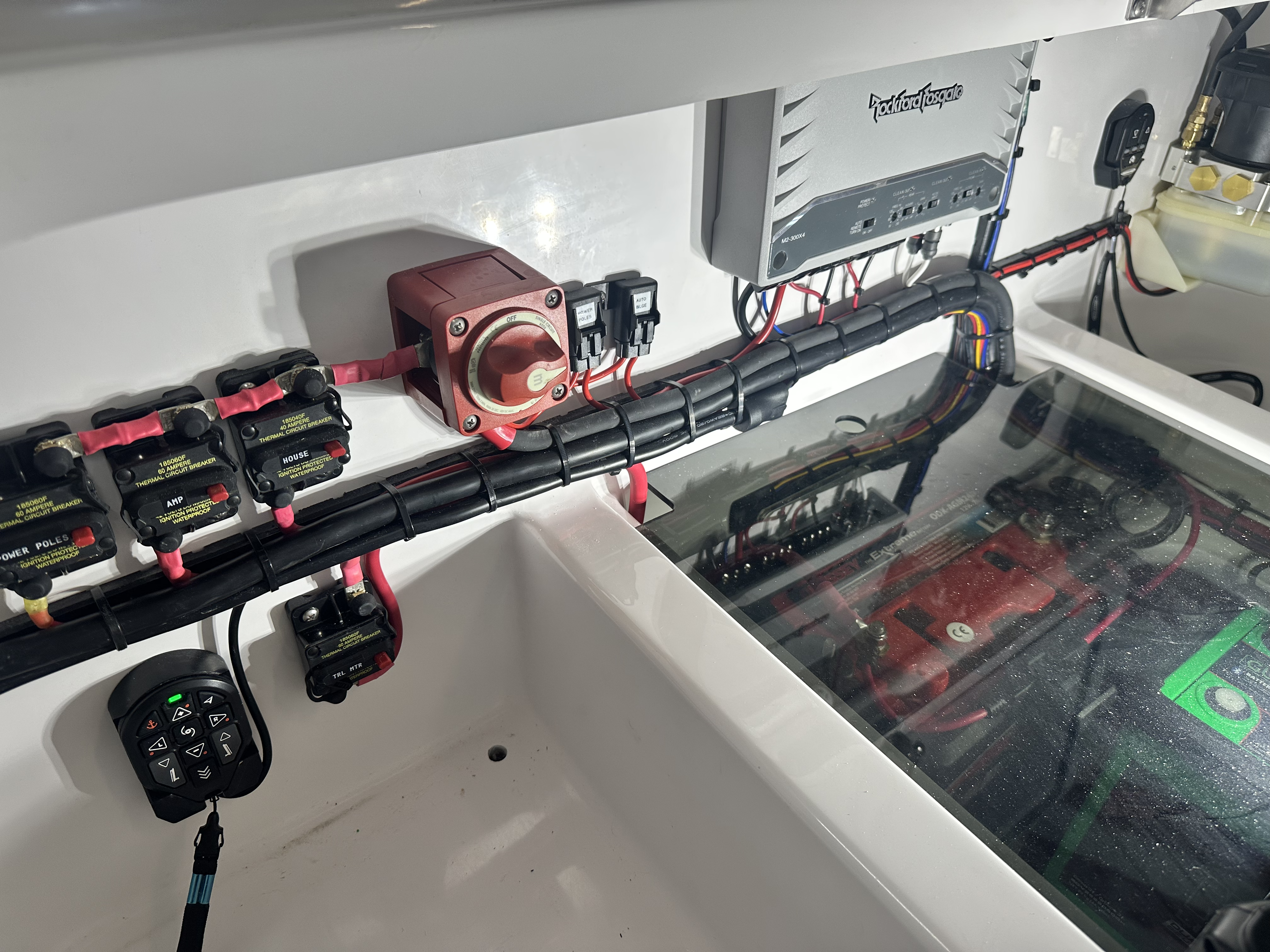 Completed ZipStik engine room wiring installation