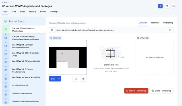 Funnels & Landing Pages Detail