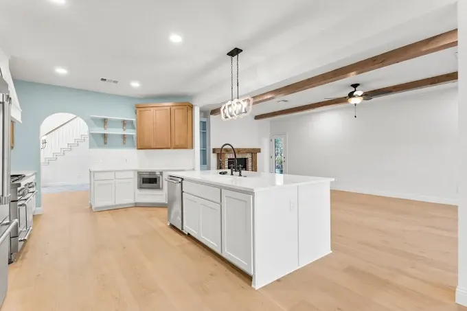 Completed home remodeling project in Austin, TX showcasing modern design, open spaces, and stylish decor.