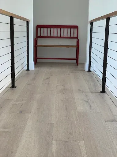 Luxurious wooden flooring in Buckingham FL, showcasing meticulous craftsmanship and elegant modern decor.
