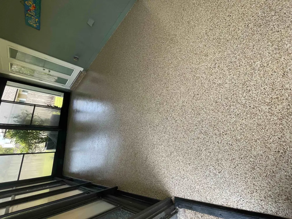 Epoxy Floor Repair projects in Jacksonville FL showcasing before and after transformations of floors