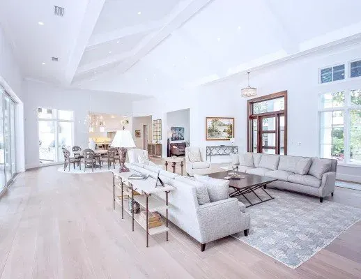 Beautifully installed hardwood and tile flooring in an elegant room with natural light and stylish decor in Buckingham FL.
