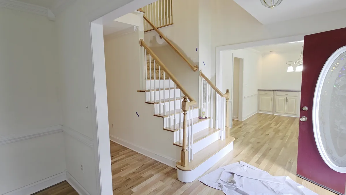 Luxury Vinyl Plank Stair Tread Installation projects in Centreville VA showcasing elegant design and craftsmanship