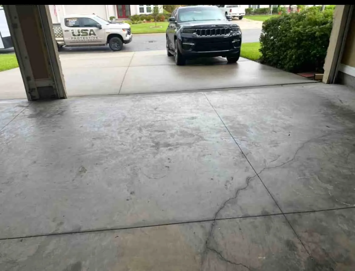Concrete leveling for epoxy floors in Jacksonville FL with a smooth glossy finish in a clean industrial setting.