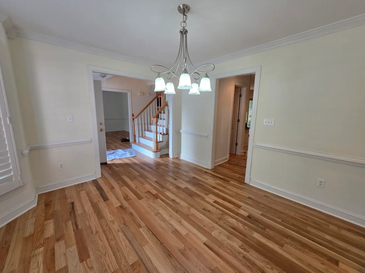 T-Molding installation in Centreville VA shows seamless flooring transition and elegant decor in a modern interior.