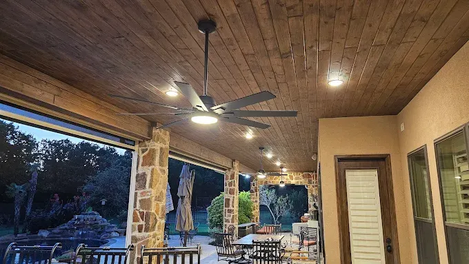 Completed electrical installation in Fort Worth, TX featuring neat wiring and modern fixtures without people.