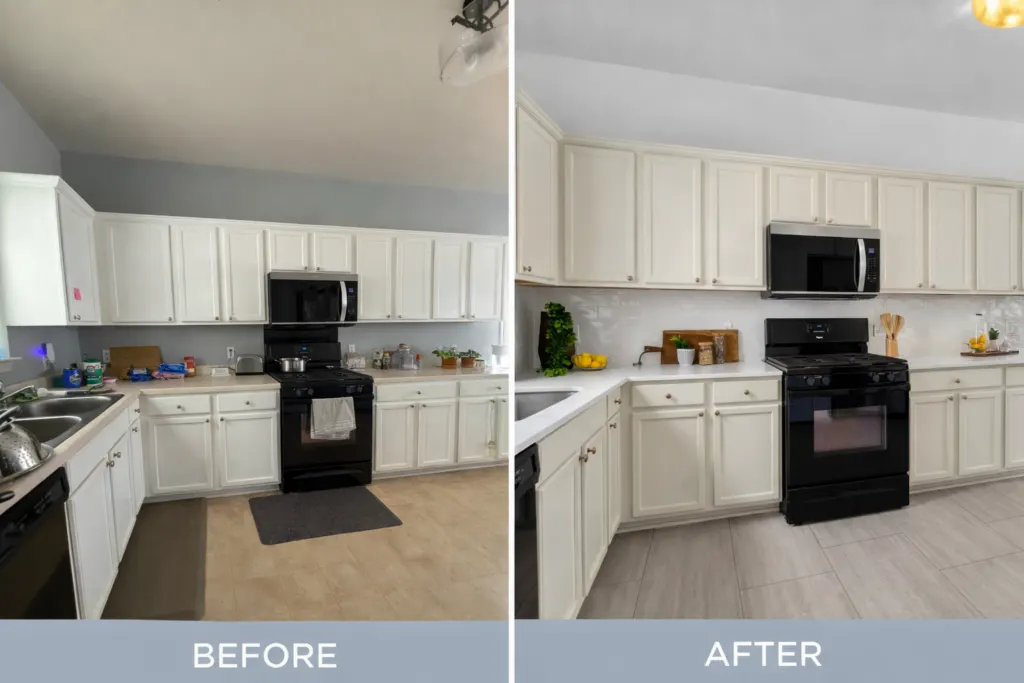 Beautifully renovated kitchen in Barton Creek TX with modern appliances, custom cabinetry, and quartz countertops.