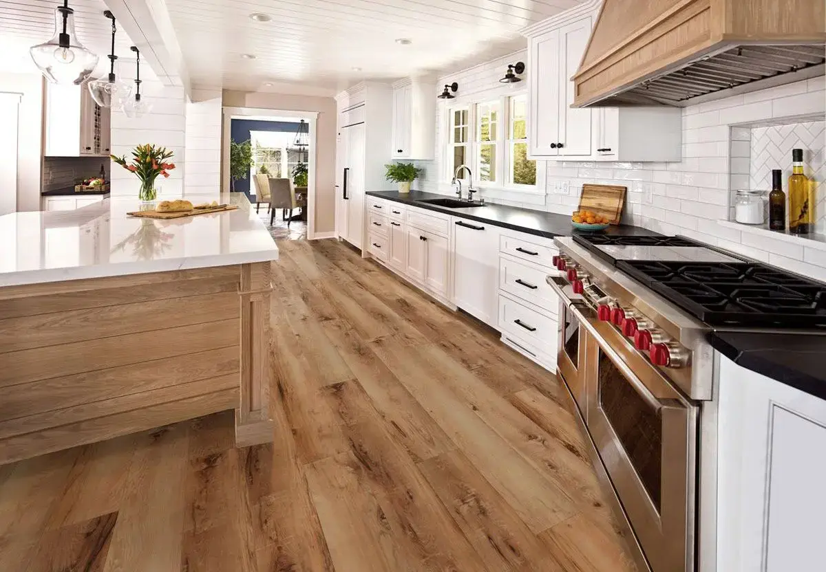Finished hardwood flooring in a modern living room with elegant furniture and warm natural light in Darien IL.