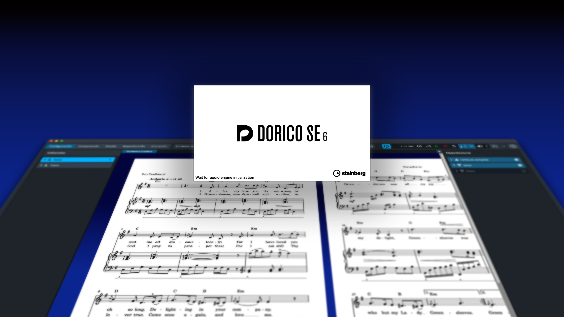 Dorico SE instalado en una computadora