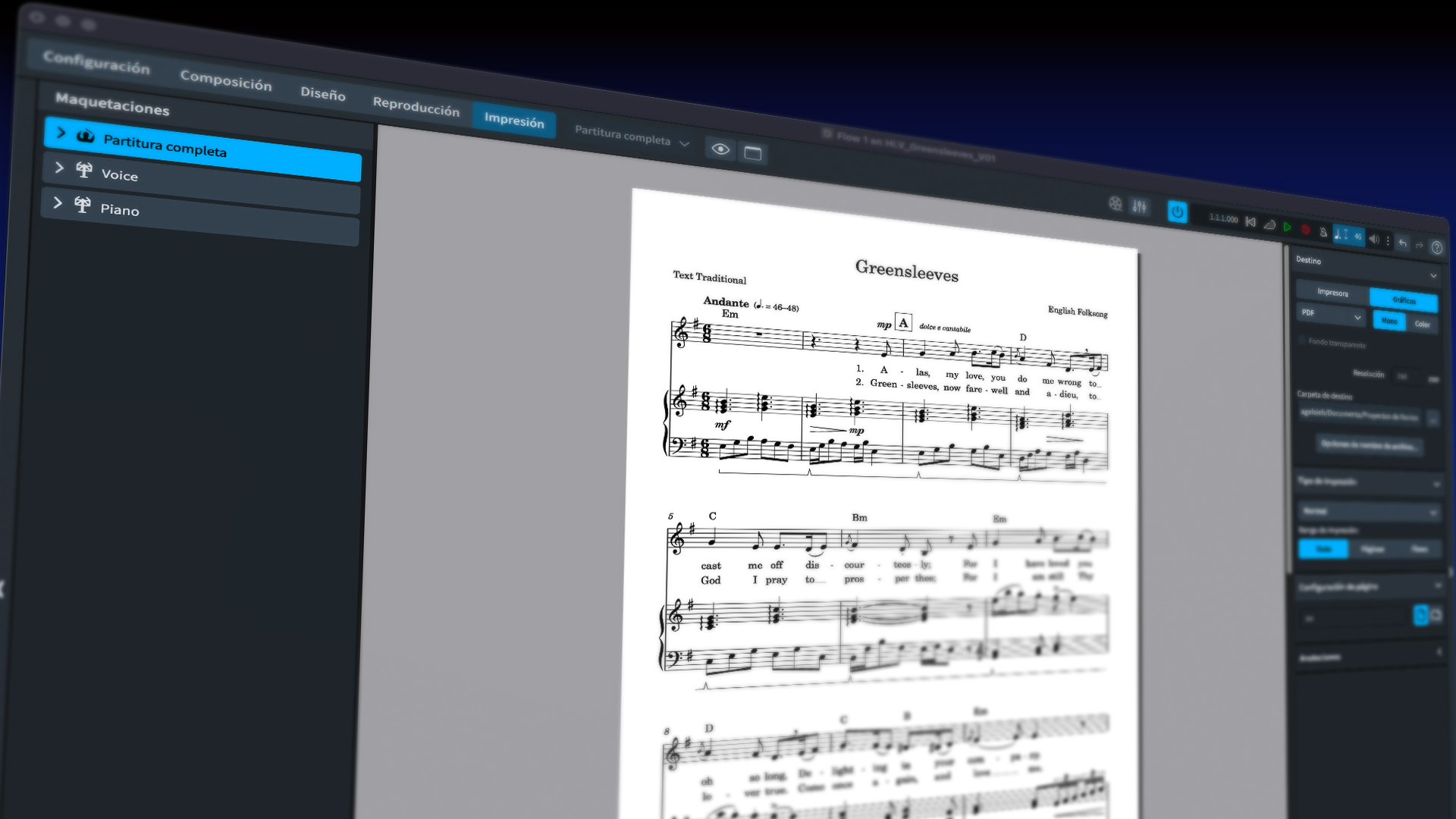 Partitura creada durante el curso