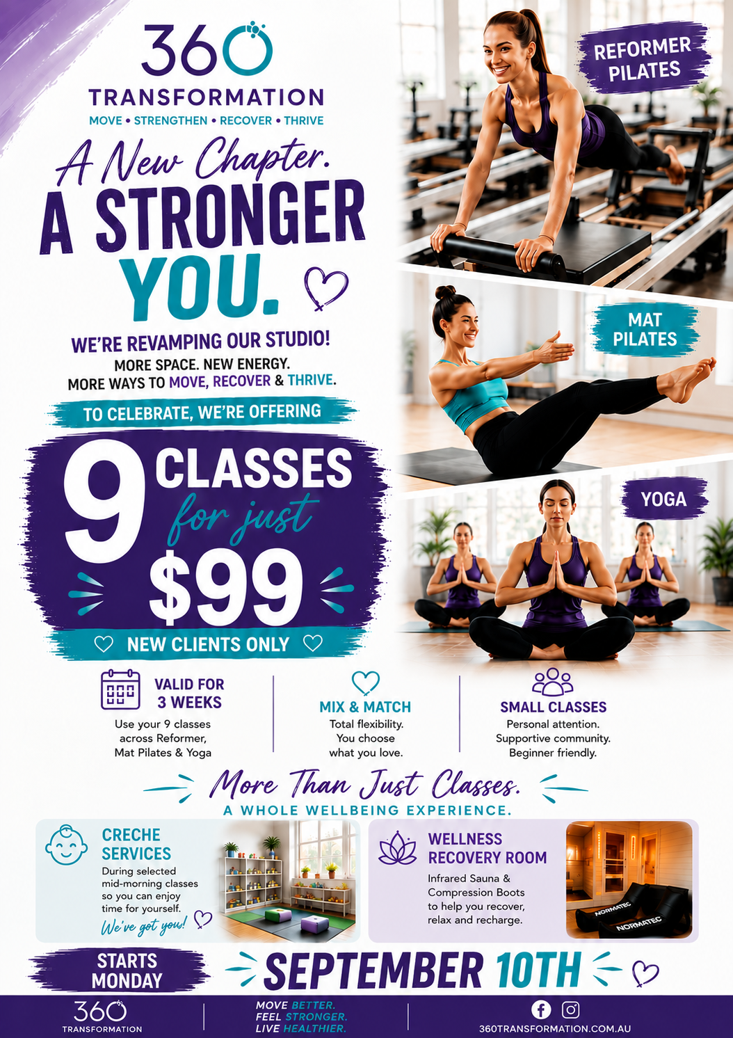 360 Transformation - 9 Classes for $99 promotion