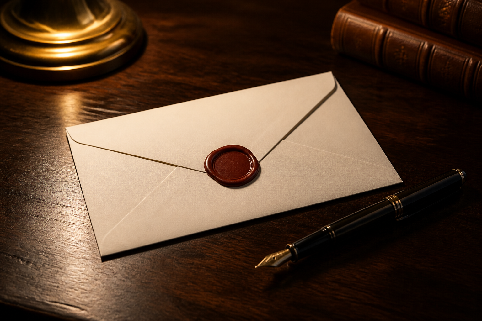 Sealed letter and fountain pen