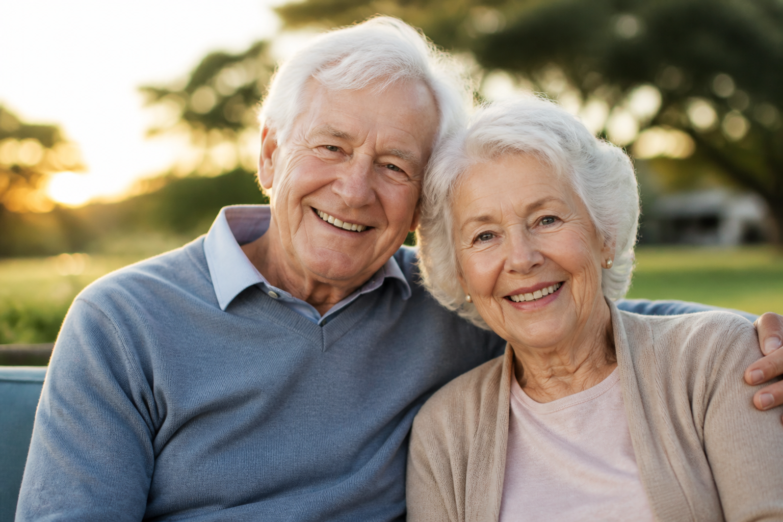 Smiling couple in their later years