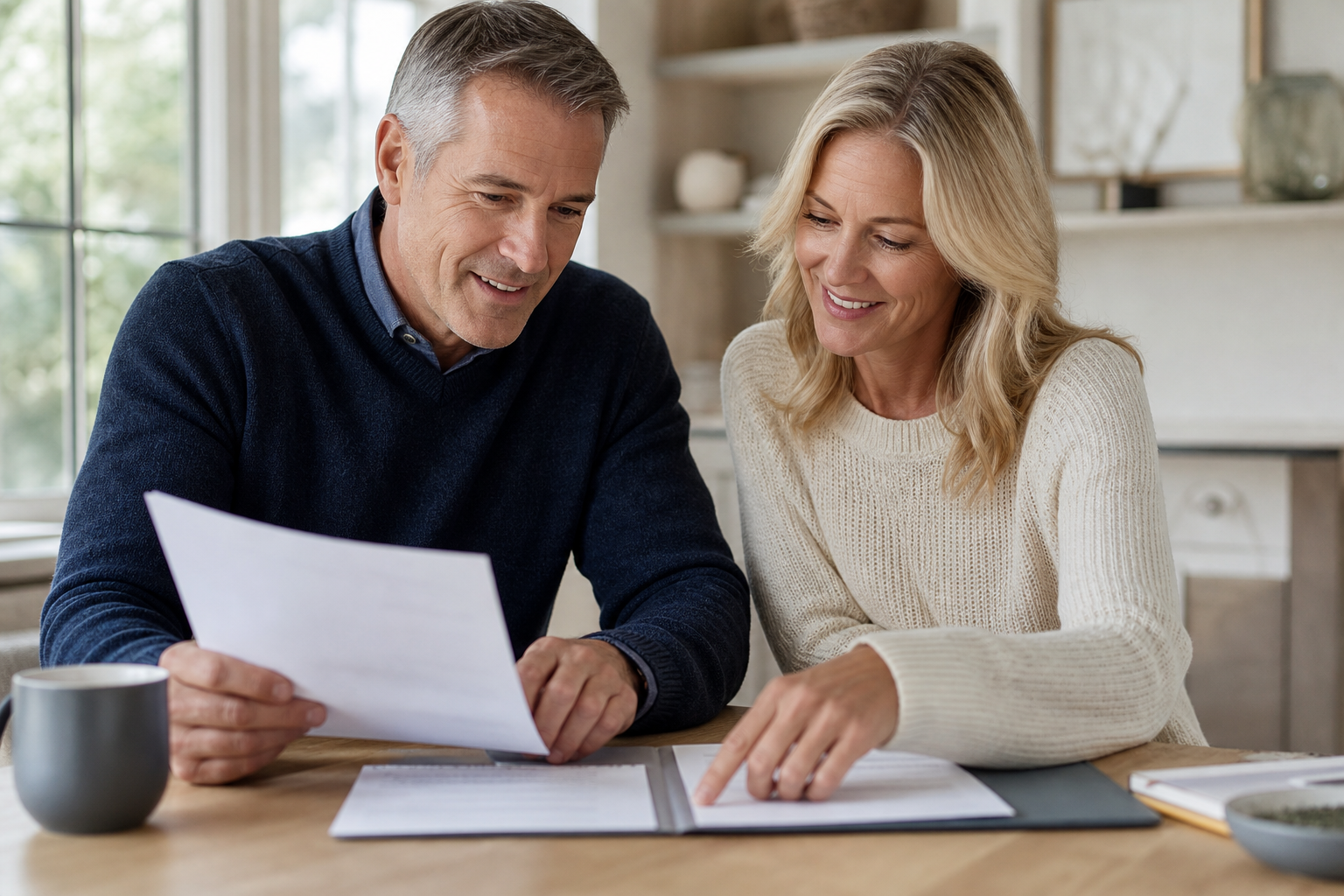 Couple reviewing a life insurance policy