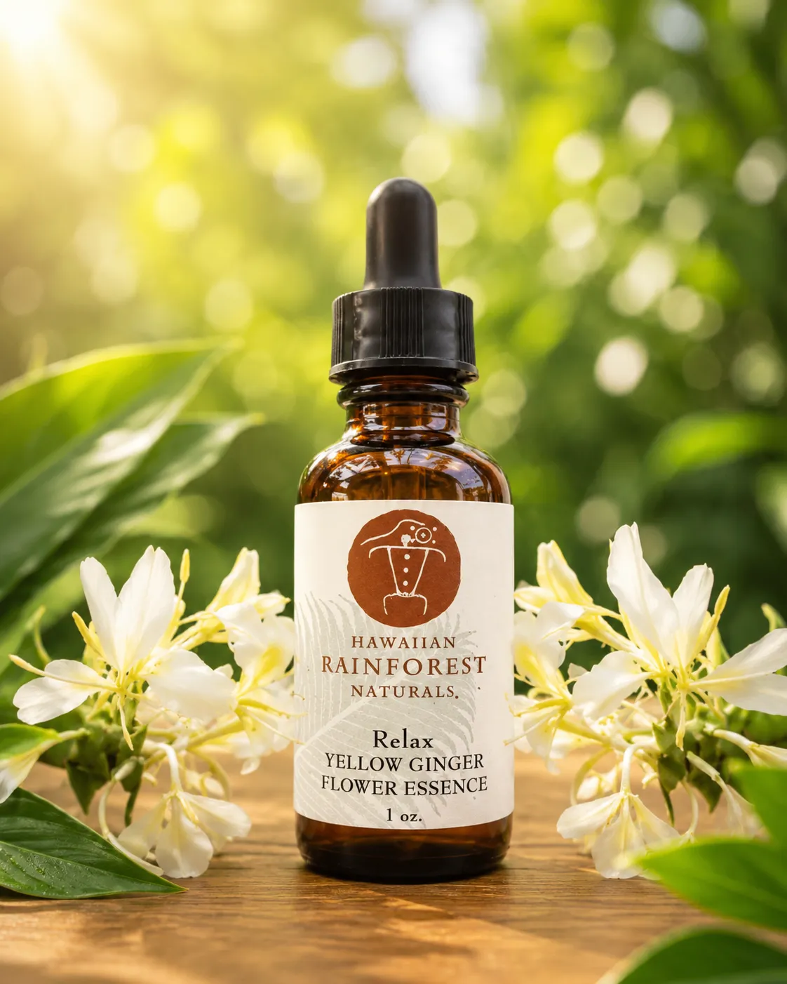 Yellow Ginger Relax Flower Essence bottle — Hawaiian Rainforest Naturals
