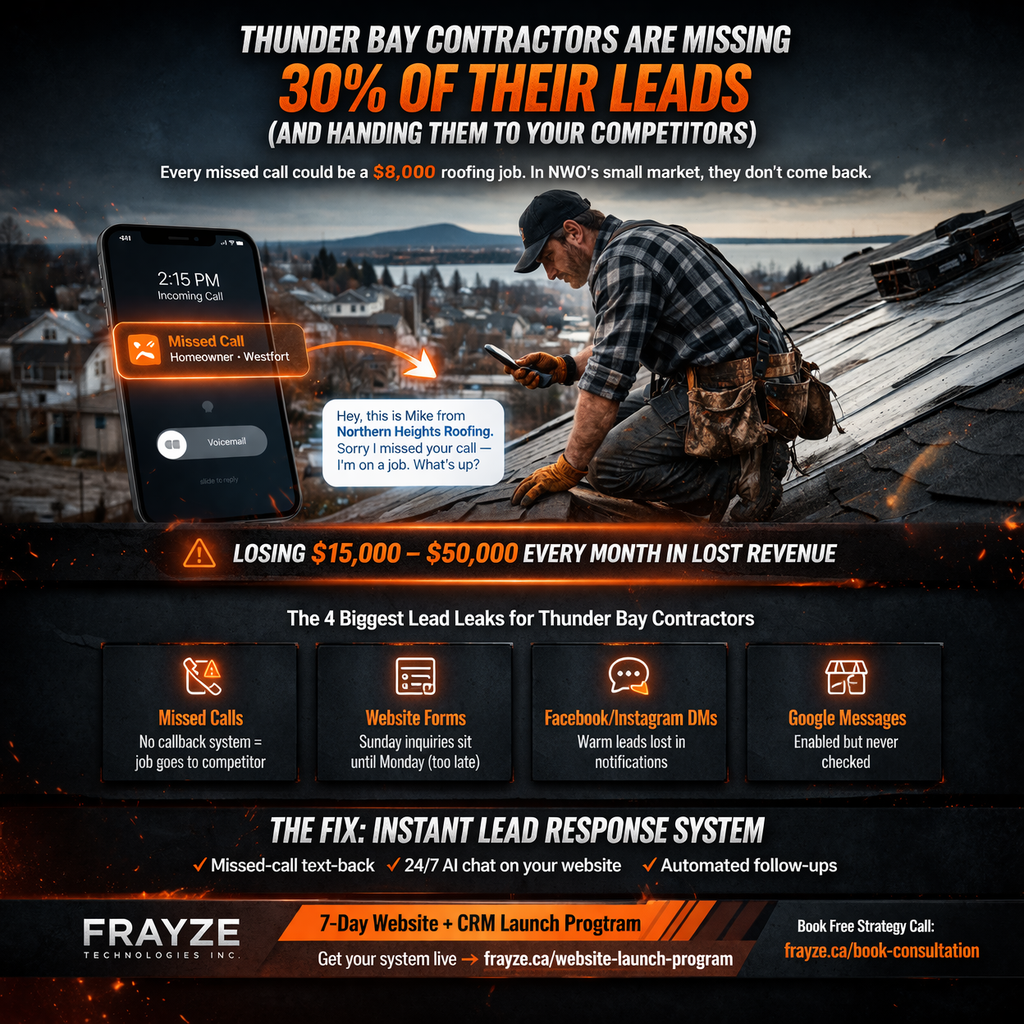 Why Thunder Bay Contractors Miss 30% of Their Leads (And What It’s Costing You)
