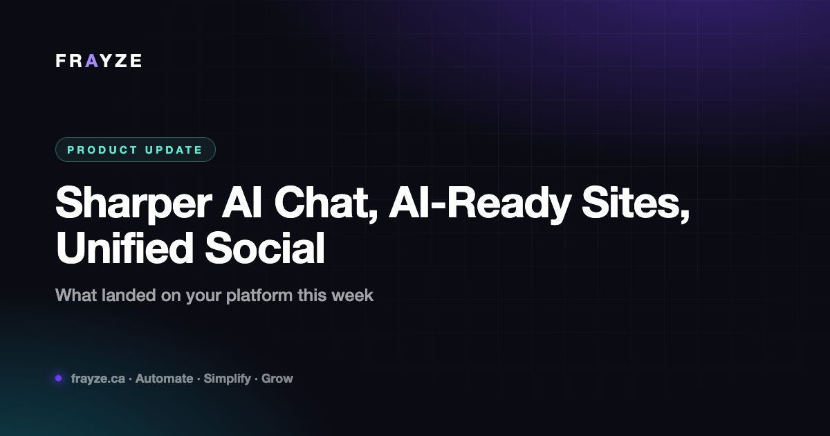 New This Week: Sharper AI Chat, AI-Ready Websites, and Unified Social Replies