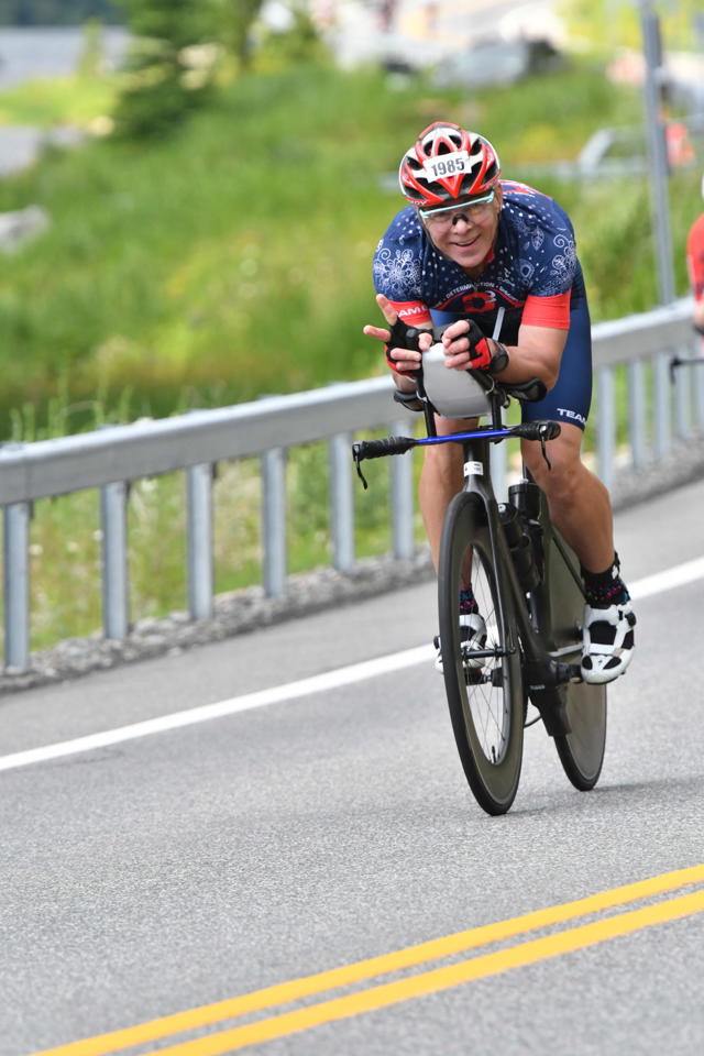 Igor on his tri bike on the bike course at Ironman Lake Placid 2026