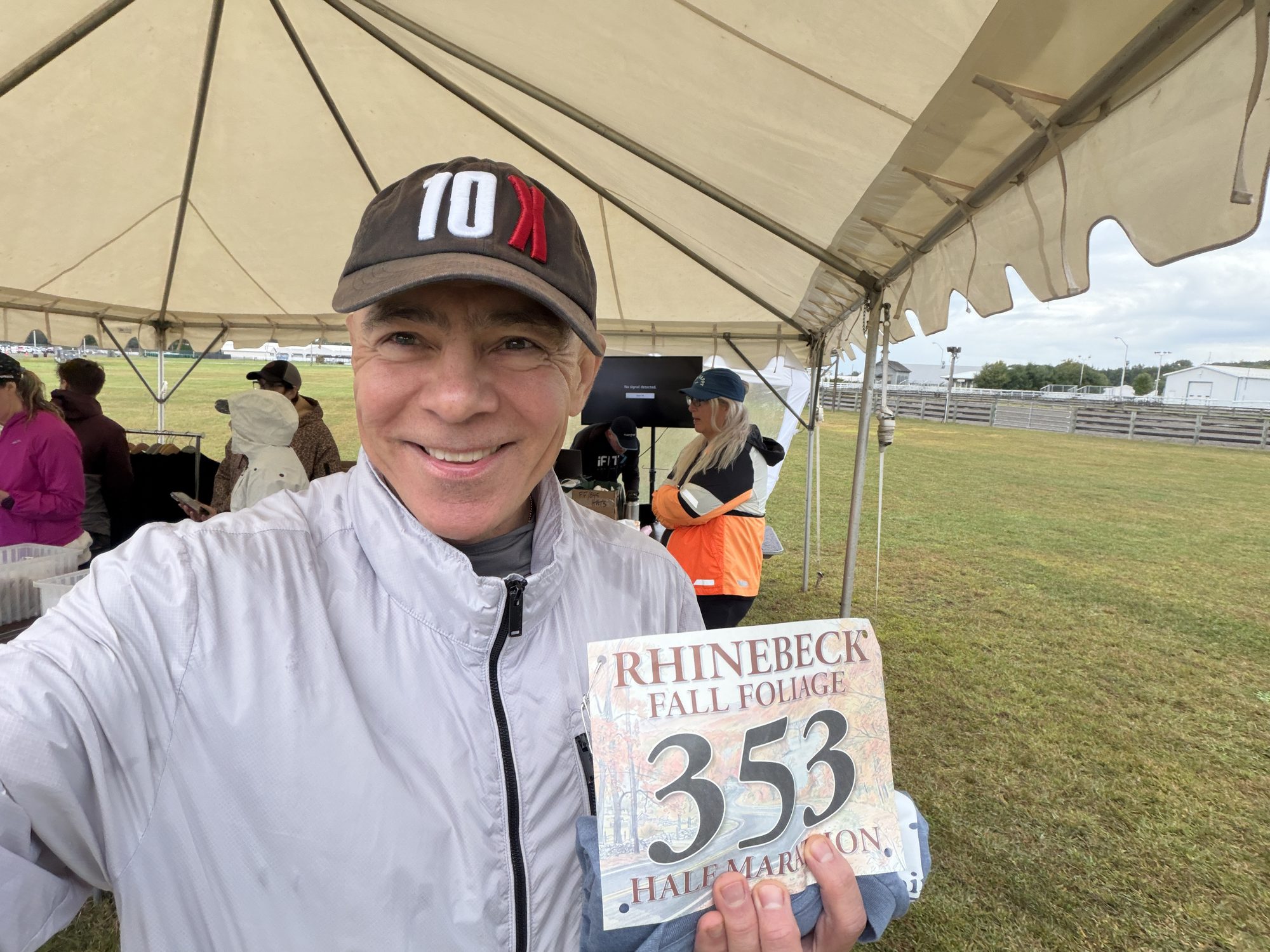 Igor with his bib before Rhinebeck Half Marathon 2026.