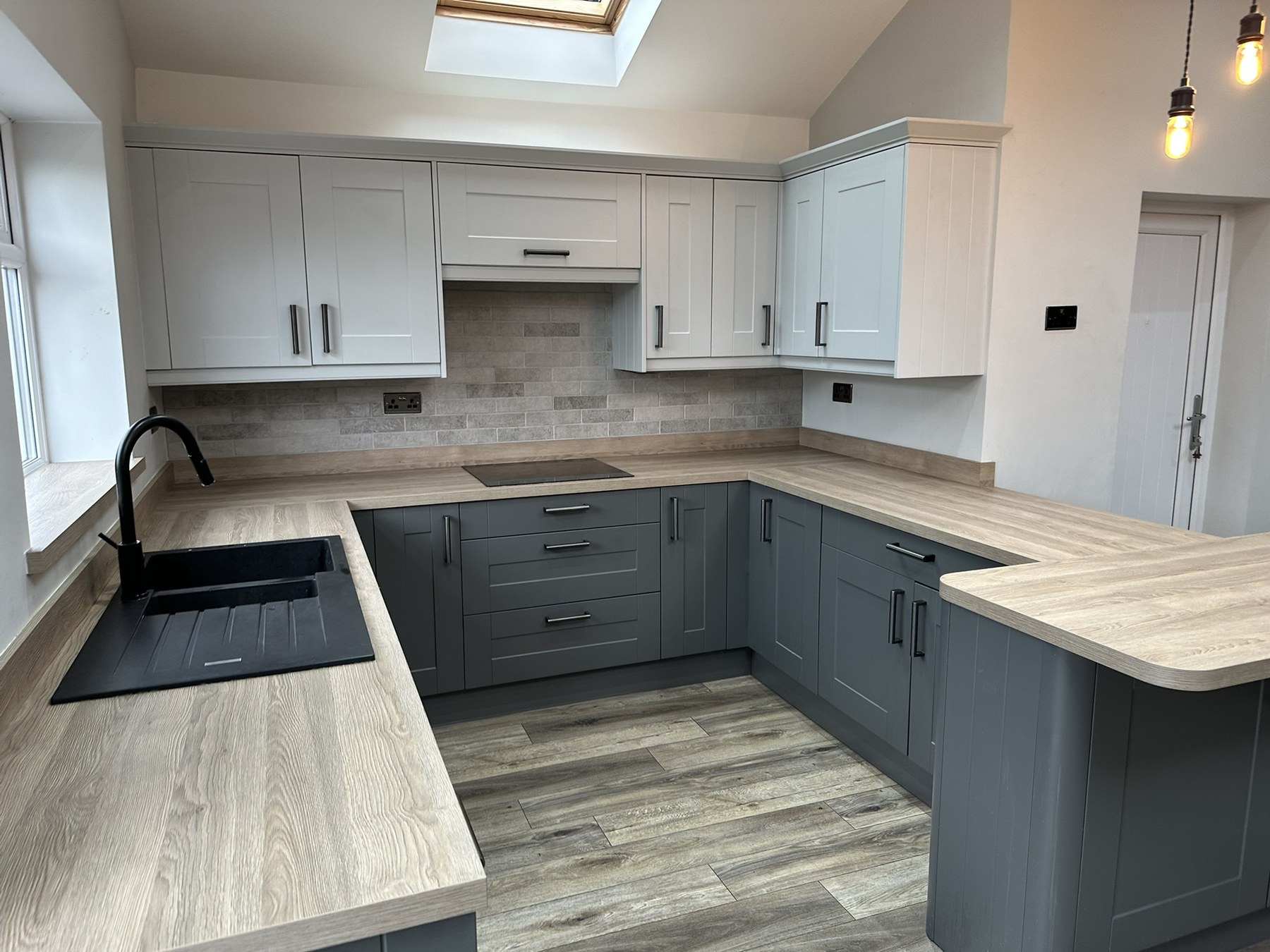 Completed two-tone grey Wren kitchen installation in Halesowen