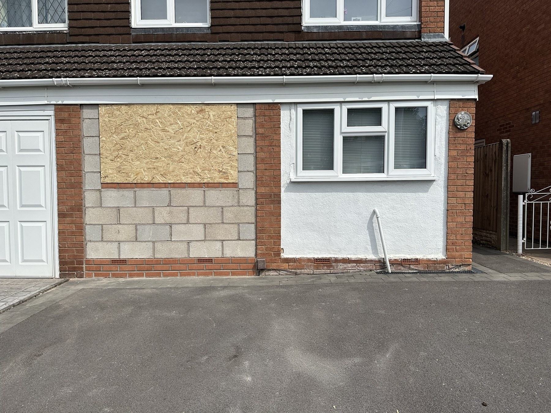 Garage conversion exterior during construction at a property in Stourbridge