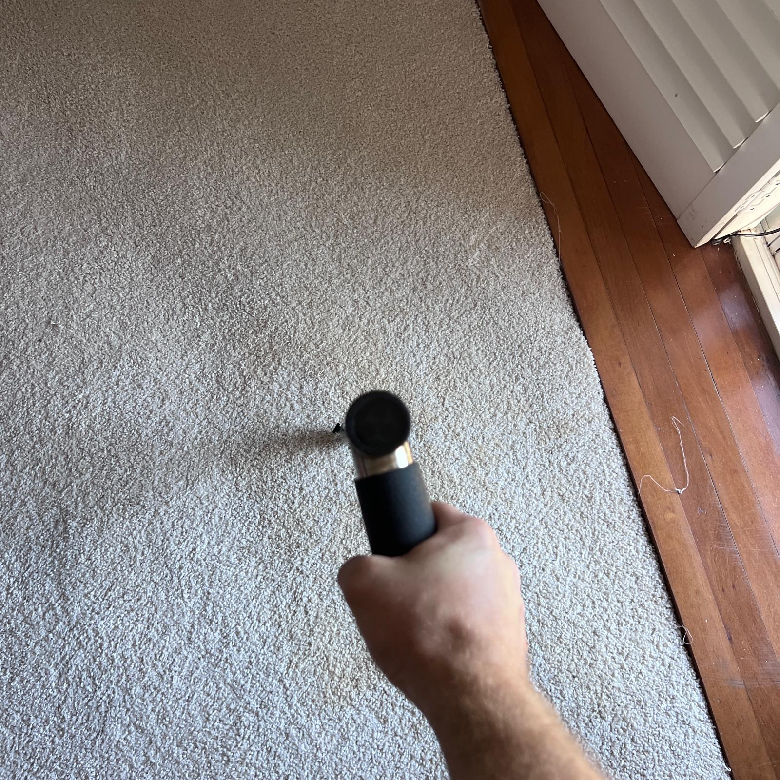 Moisture testing carpet after flood