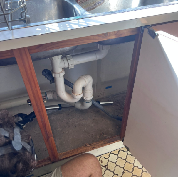 Kitchen sink cabinet restoration area