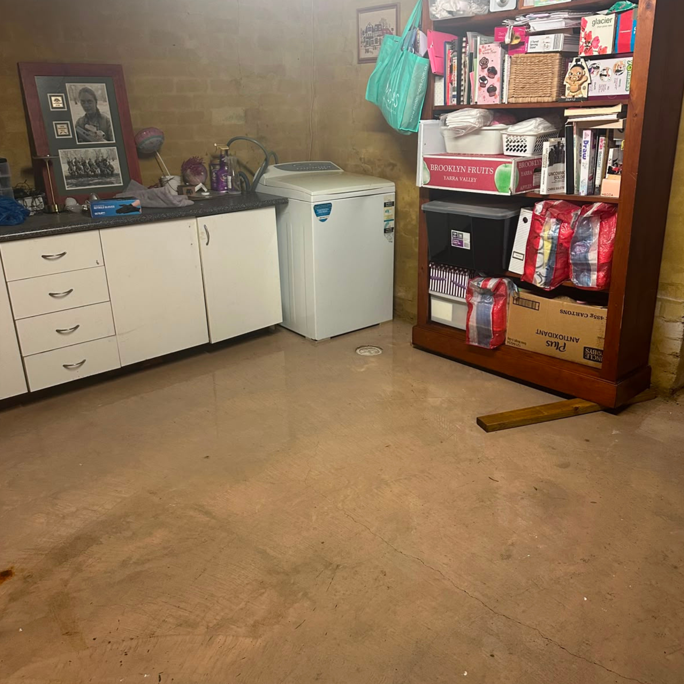 Sanitised concrete slab after sewer overflow clean up in Cronulla, NSW