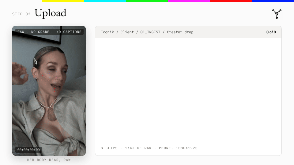 Eight raw phone clips uploading to the media library