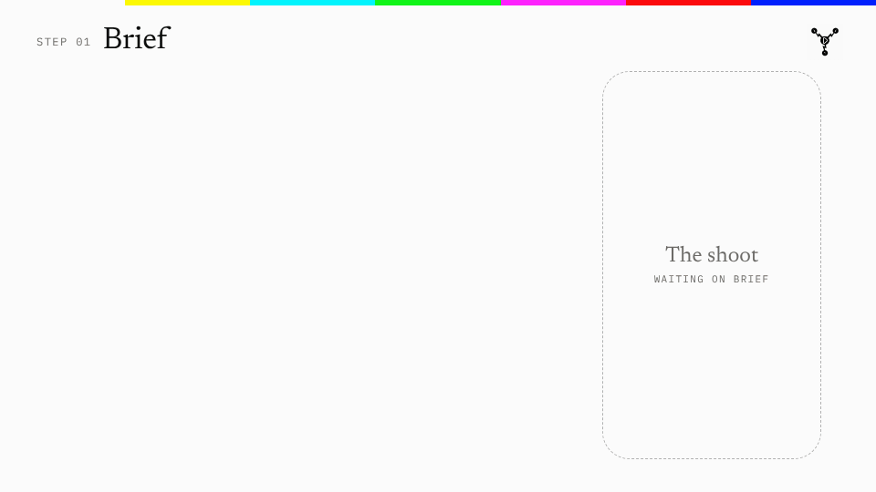 Concept brief card, then the creator recording on her phone