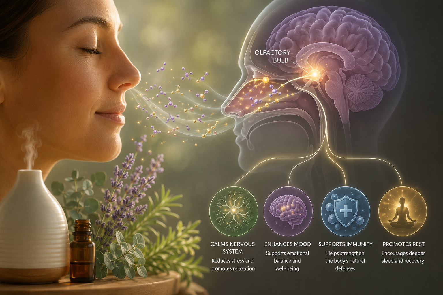The mechanism behind aromatherapy