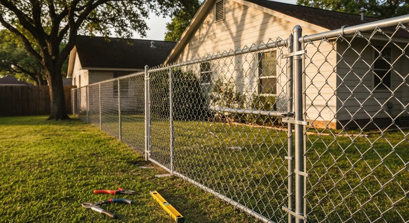 Pet enclosure chain link fence