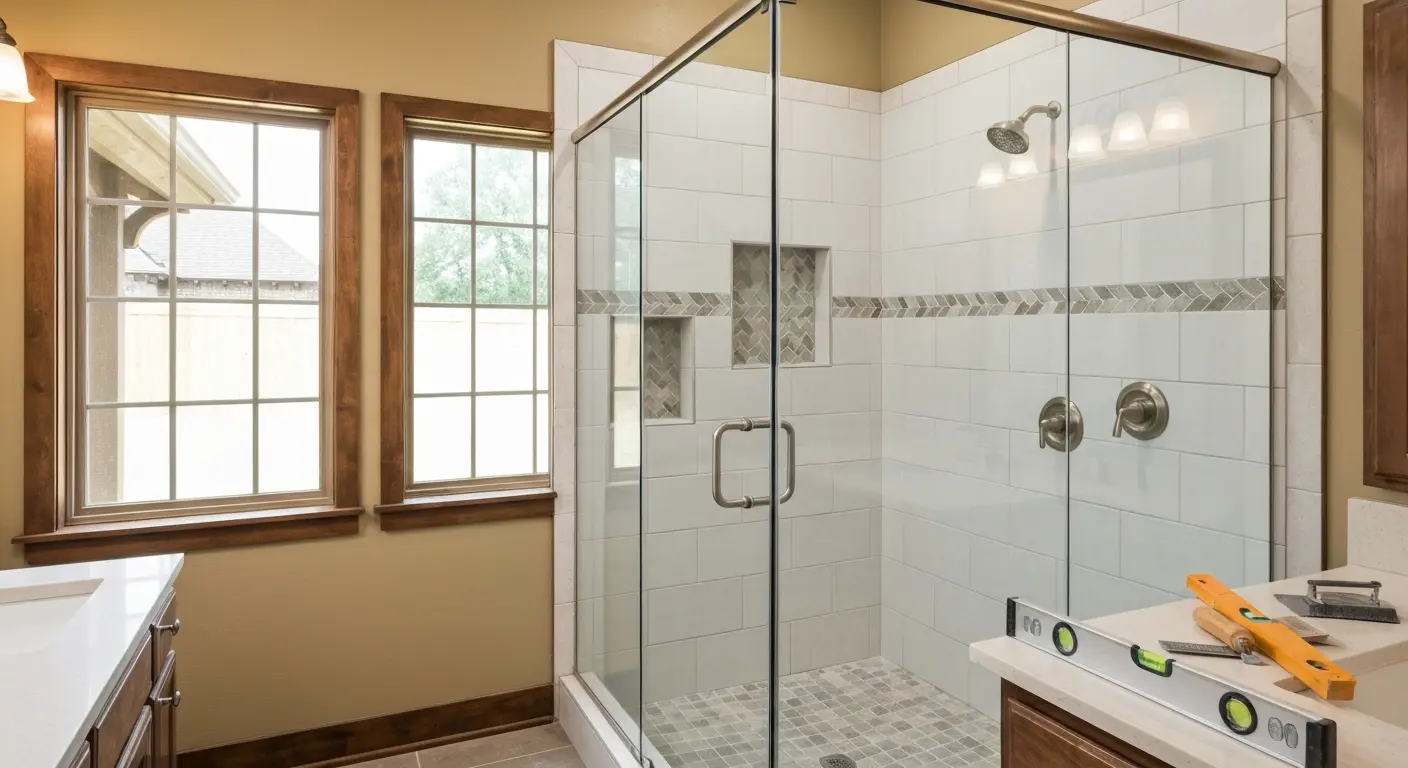 Bathroom renovation with new tile shower in Conroe