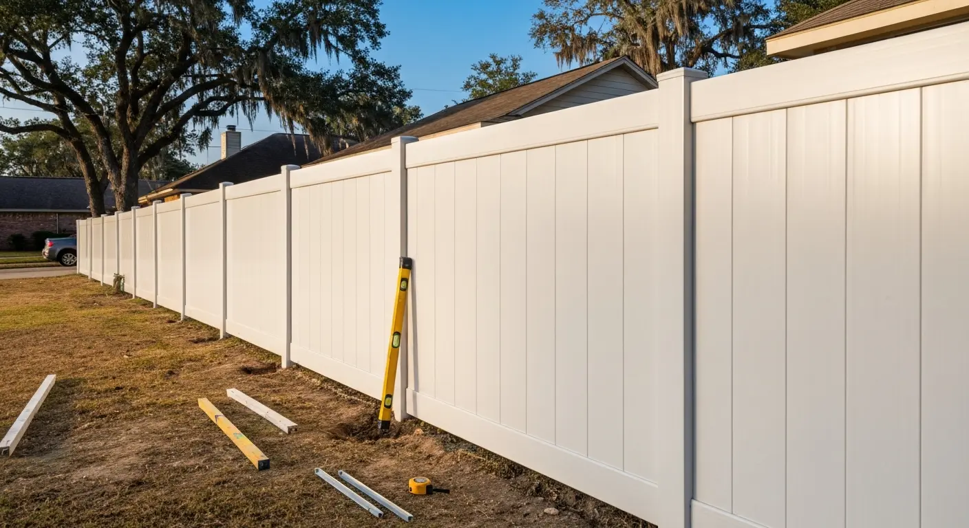 Residential vinyl fence installation