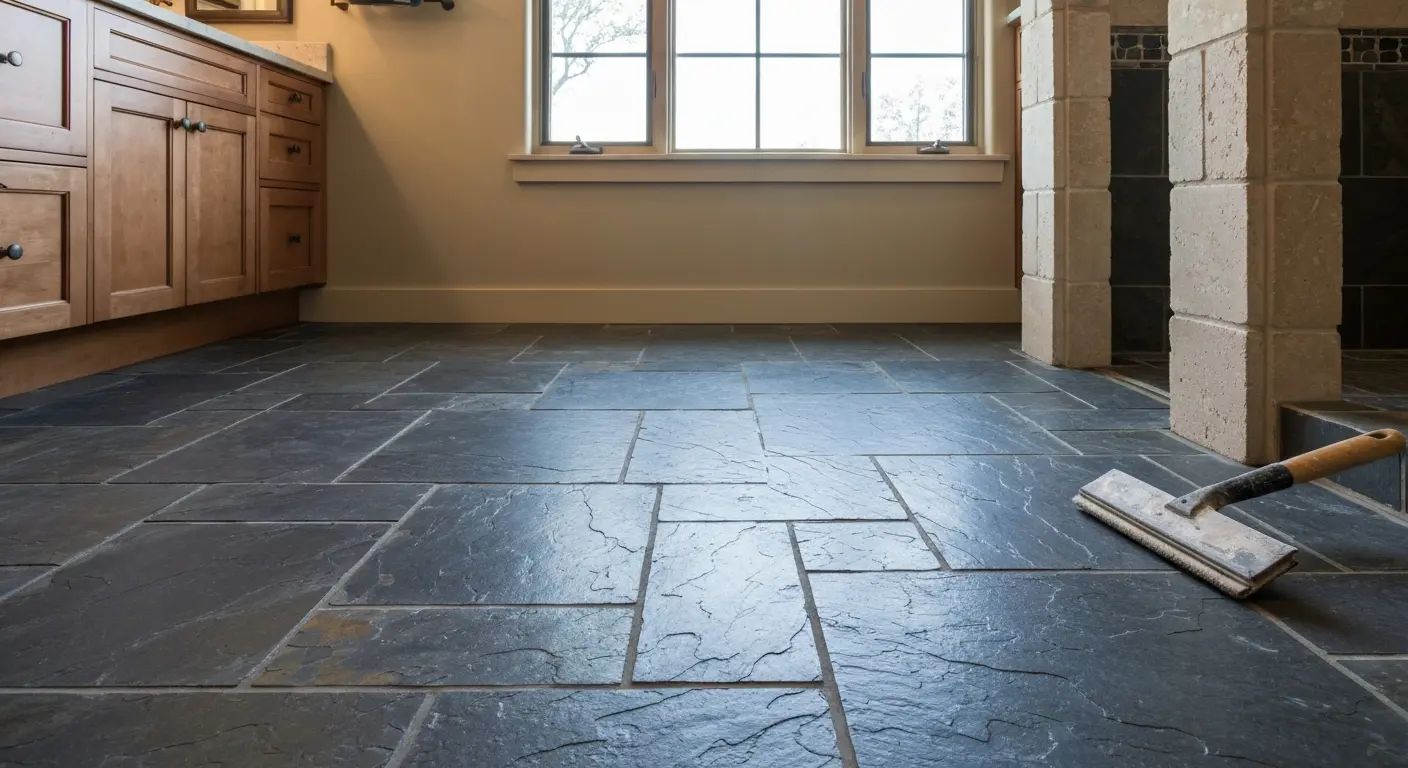 Natural stone bathroom floor