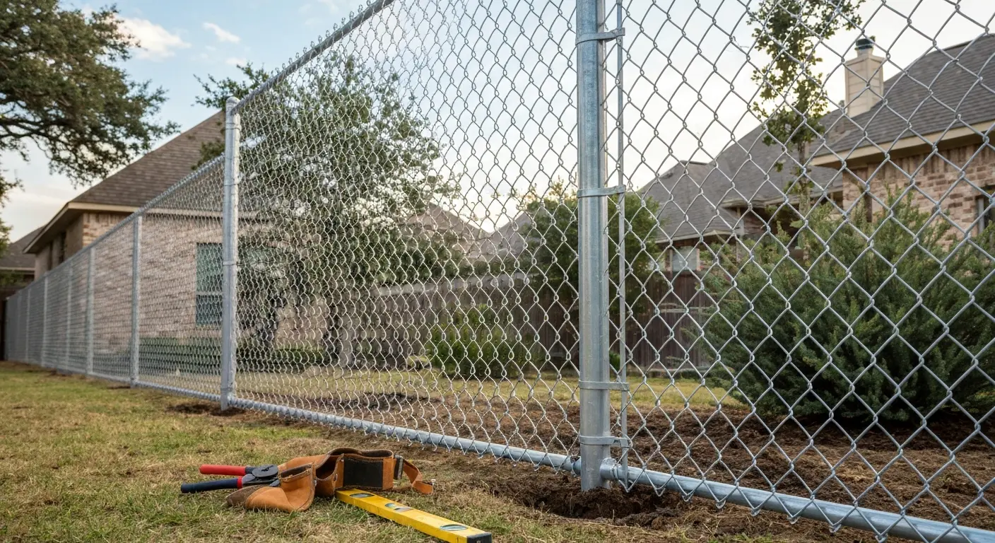 Chain link fence installation