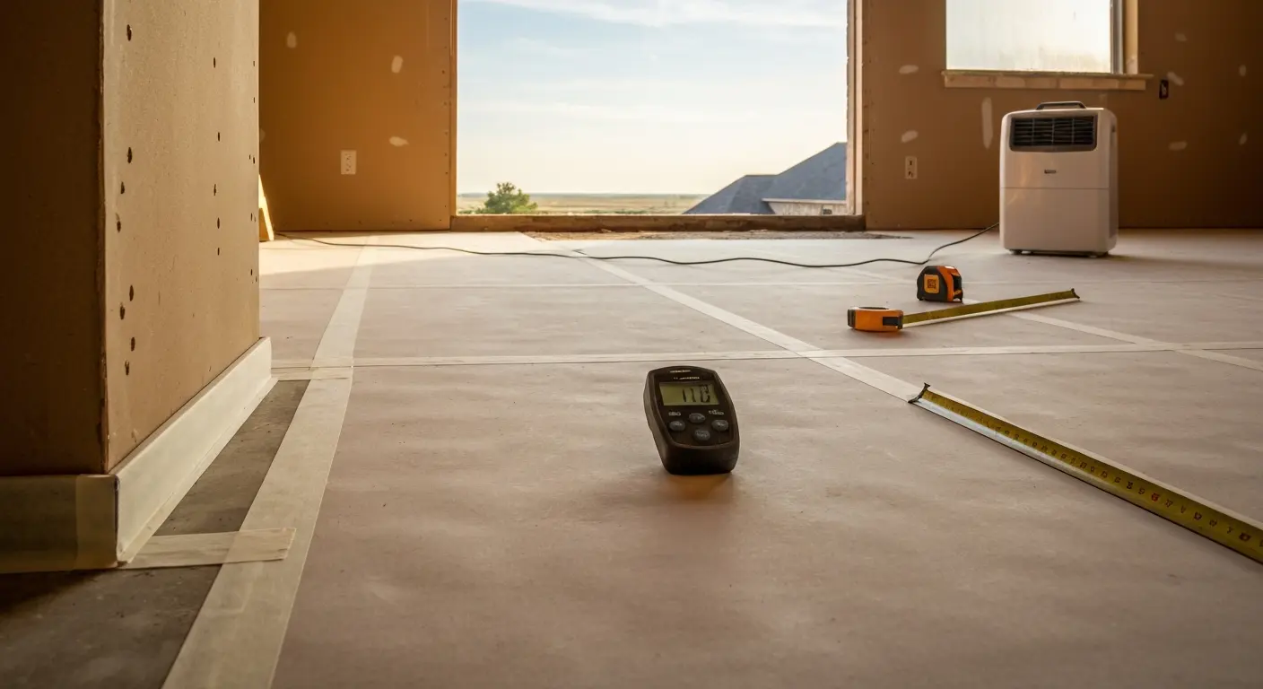 Moisture testing and underlayment installation
