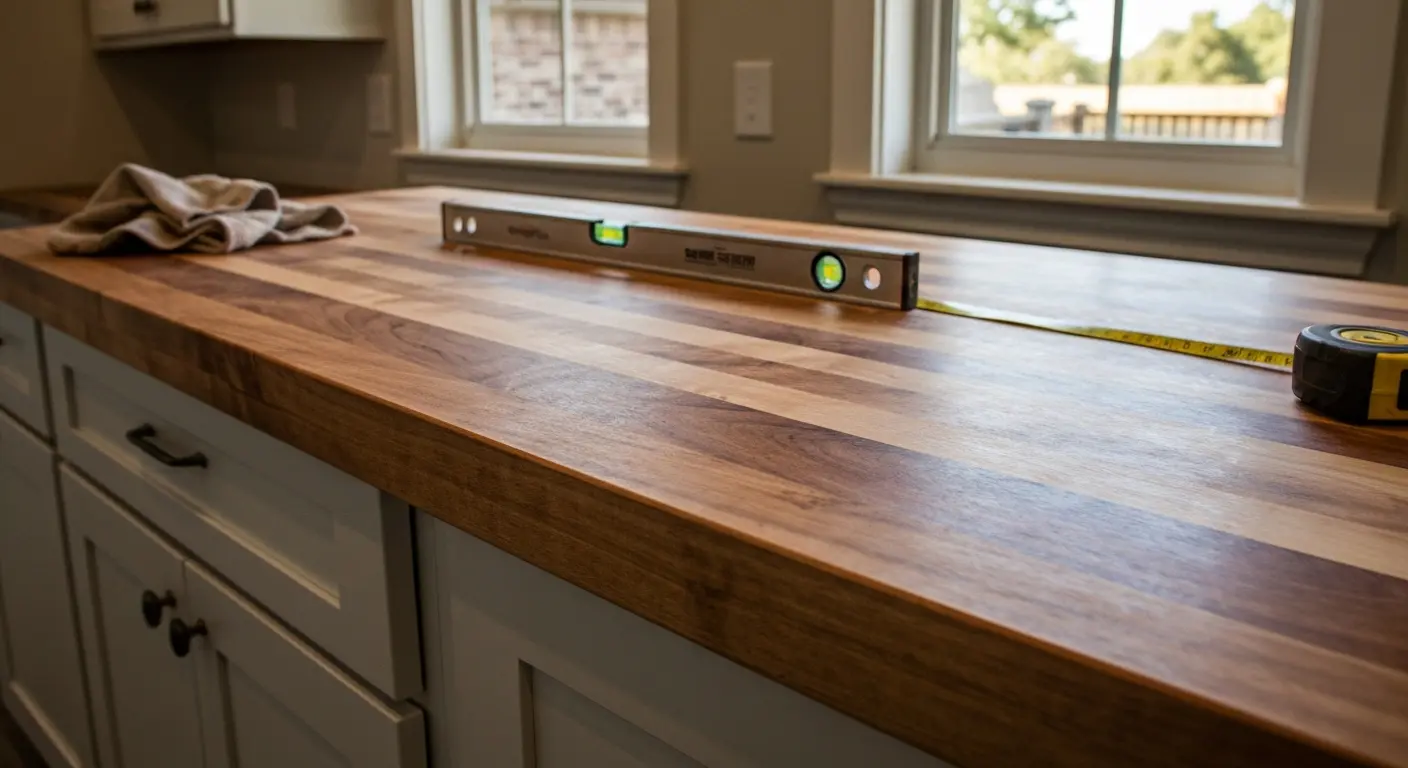 Wood butcher block countertop
