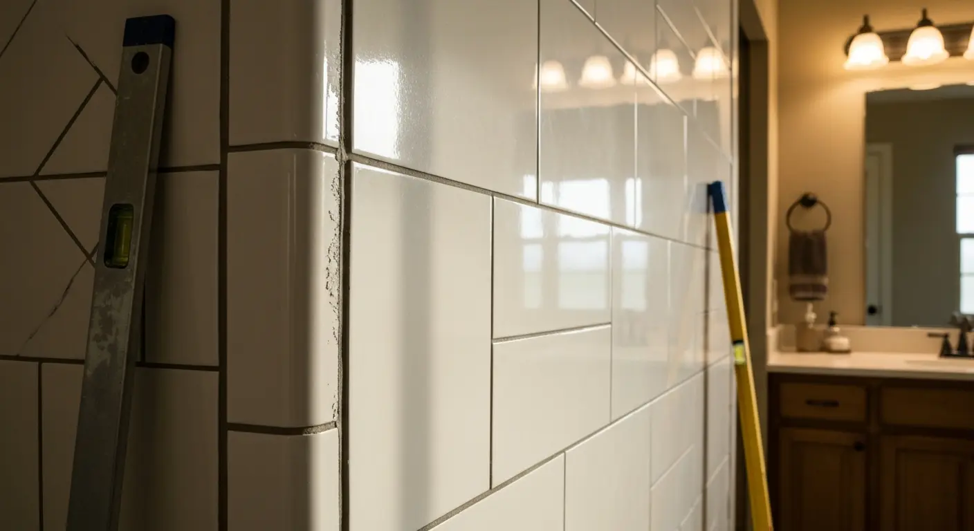 Custom tile shower wall in Conroe bathroom